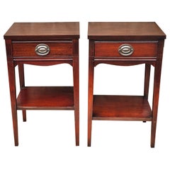 Pair Mid Century Federal Style Mahogany Single Drawer Side Tables, Refinished