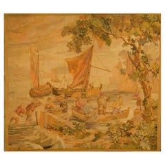 Tapiz Marrón Francés circa 1890, 7'3 x 6'6