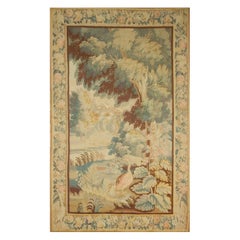 French circa 1850 Green Verdure Tapestry, 5'7 x 9'1