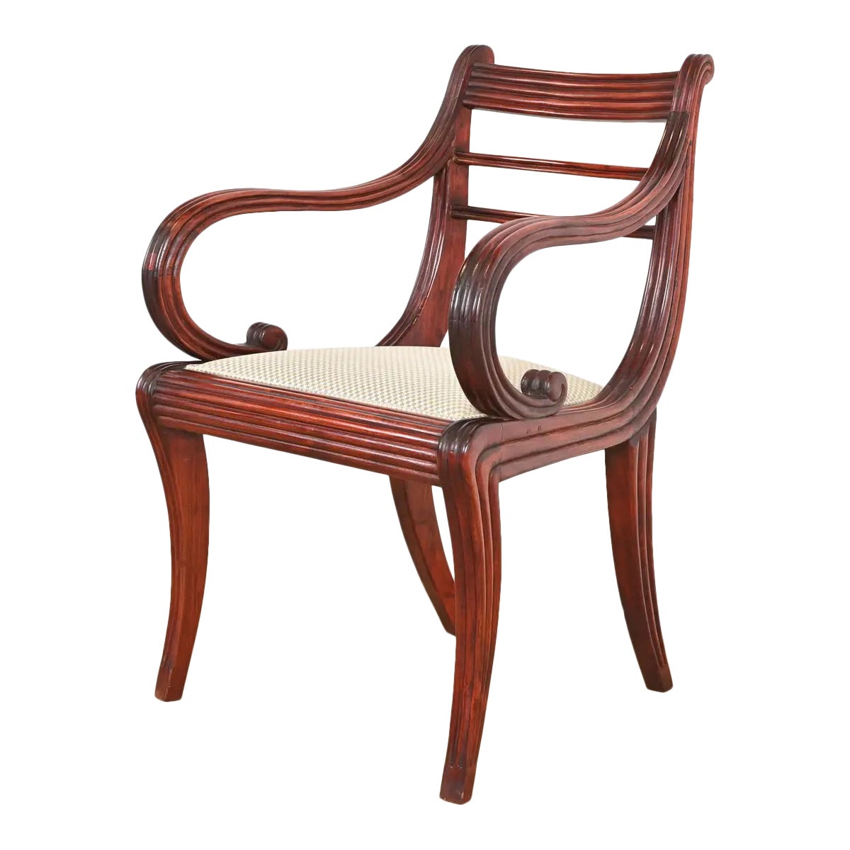 Baker Furniture Regency Carved Mahogany Arm Chair or Side Chair