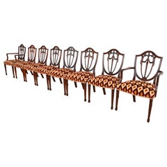 Kindel Furniture Feder Sedie da pranzo con schienale a scudo in mogano, set di otto sedie