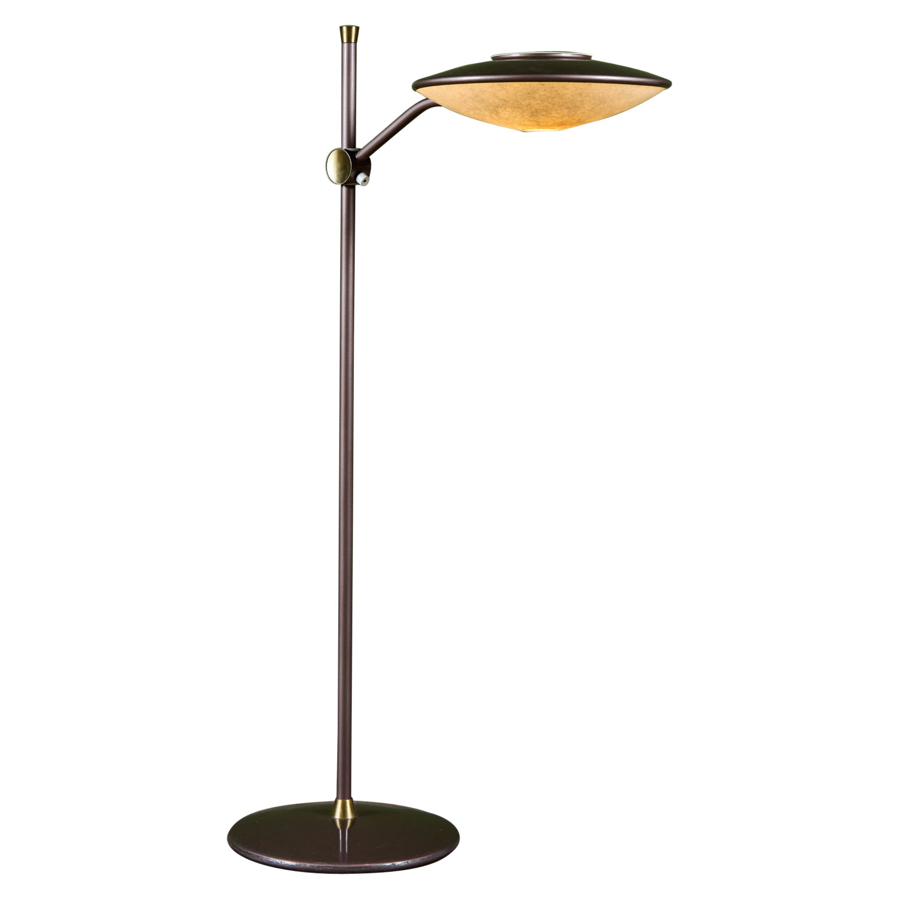 Dazor Enamel Floor Lamp with Brass Accents