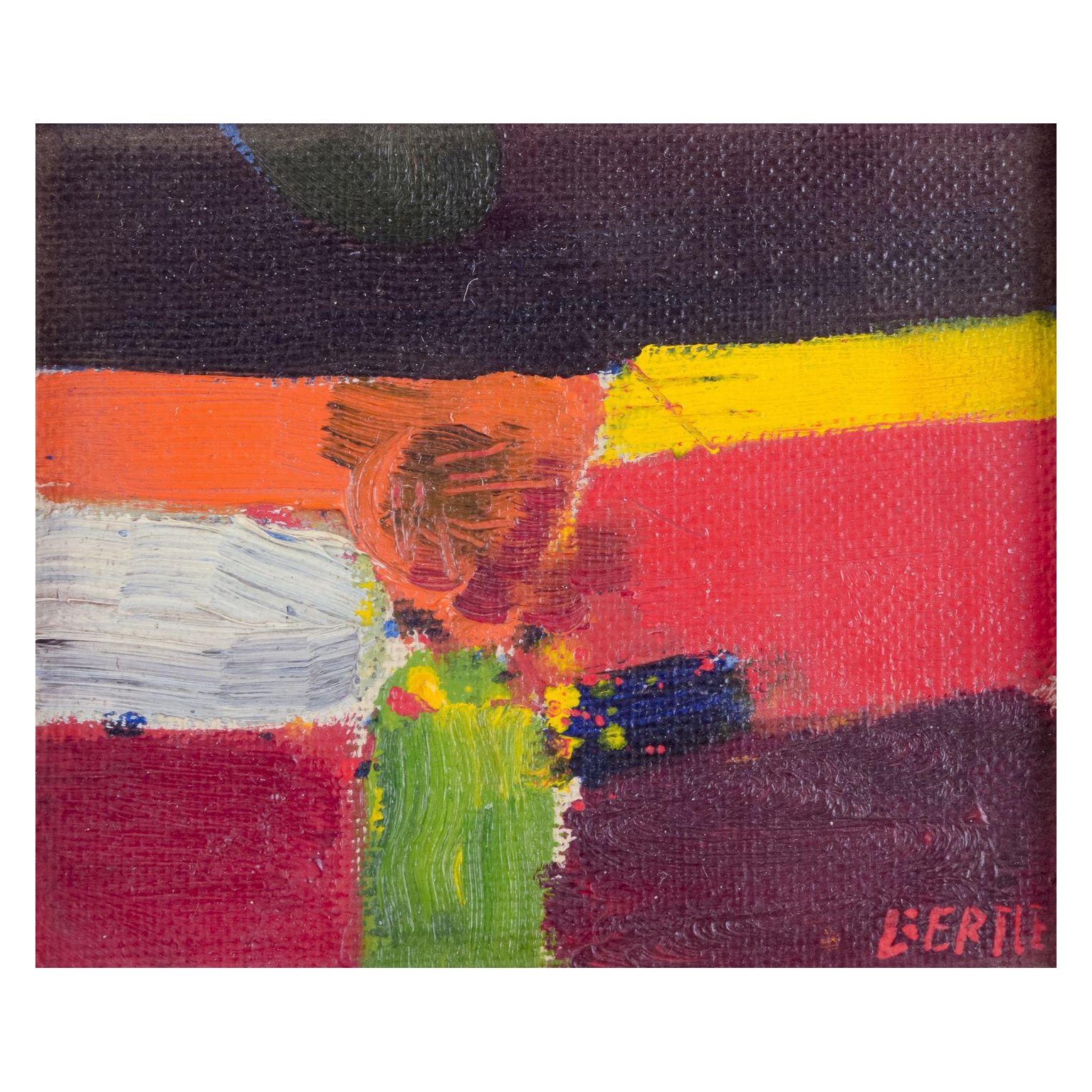 Lars Bertle, artiste suédois. Huile sur planche. composition abstraite des années 1960