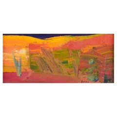 Lars Bertle, artiste suédois. Huile sur planche. composition abstraite colorée, années 1960