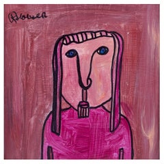 Kjell Hobjer, artista sueco cotizado. Óleo sobre tabla. Figura de estilo naïf. 2003
