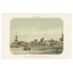 Amsterdam View of the Hoge Sluis and Amstel, litografía coloreada del siglo XIX