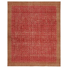 Rug & Kilim’s Distressed style Transitional rug in Red Geometric Patterns