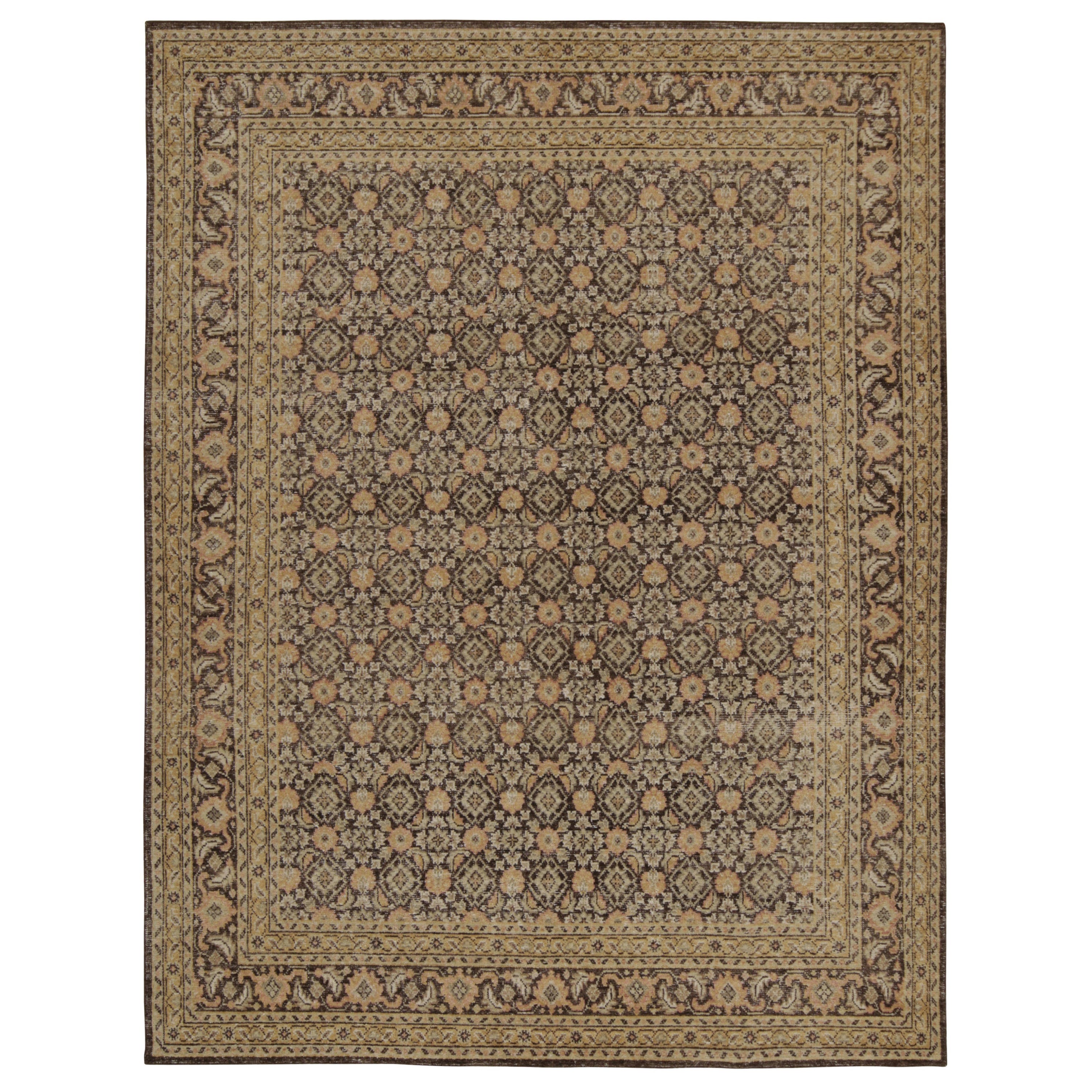 Rug & Kilim's Distressed Persian Style Rug in Brown und Gold Floral Patterns