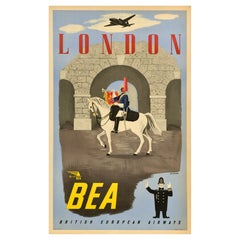 Original Vintage Travel Poster BEA London Bainbridge Mounted Household Cavalry