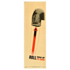 Original Vintage Workplace Safety Poster Roll Them Up Its Safer Tom Eckersley