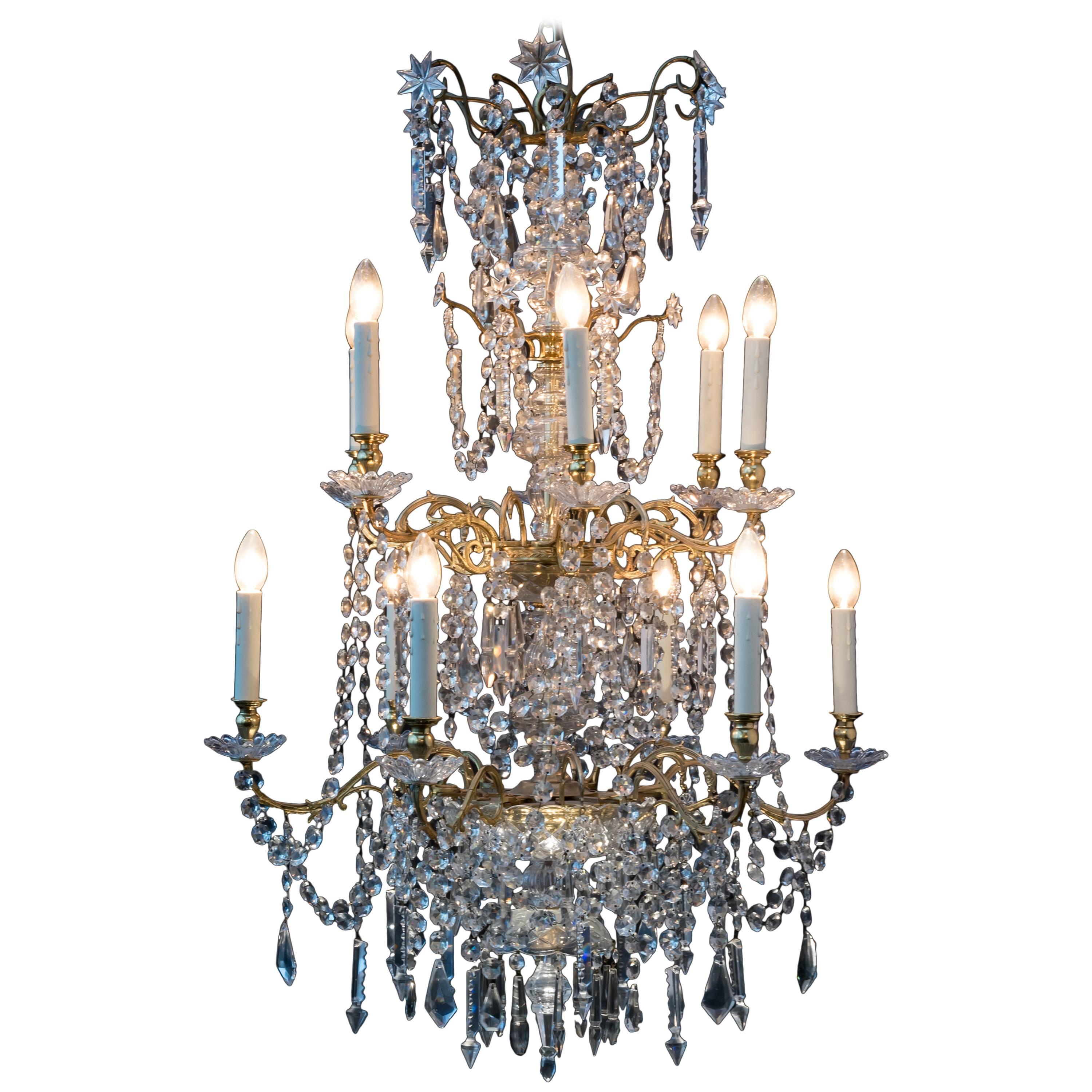 Antique 18th century gilded bronze chandelier from France For Sale
