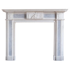 Neo-Classical Statuary and Grey Marble Fireplace