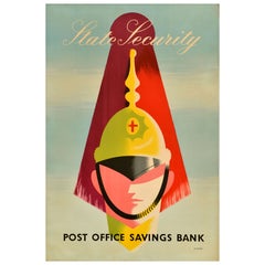 Original Vintage Advertising Poster State Security Post Office Savings Bank