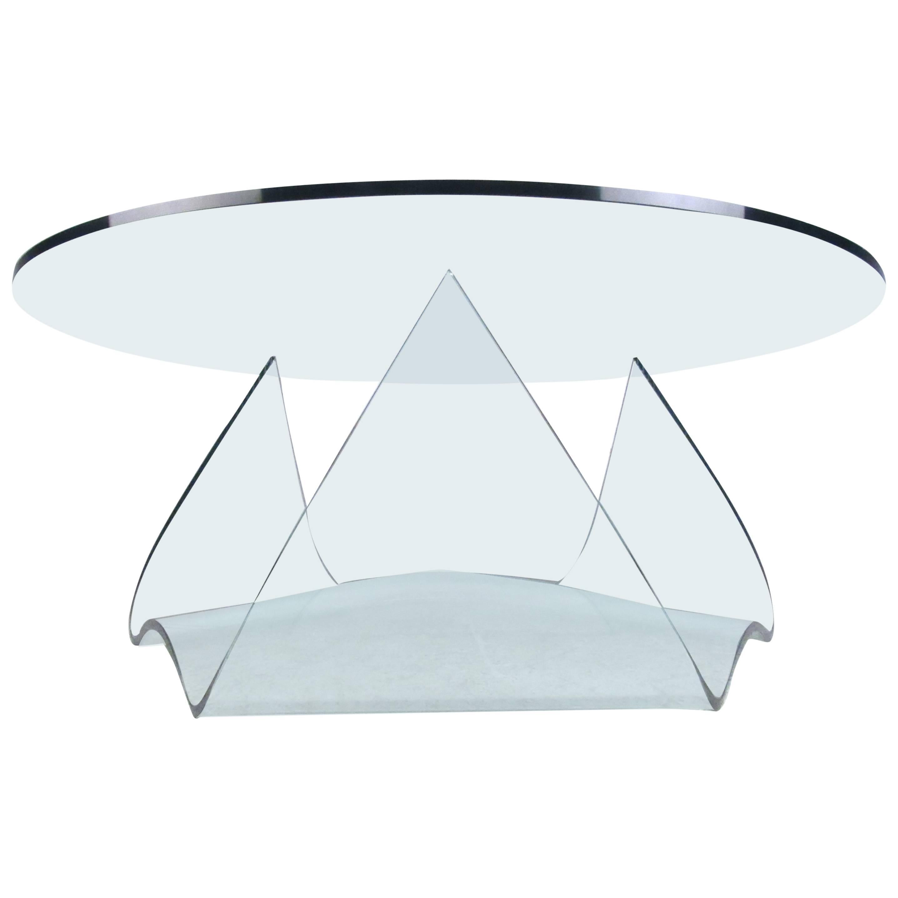 Unique Mid-Century Molded Glass Coffee Table by Pace For Sale