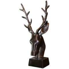 Trophy Dear Hunter in Iron on Base