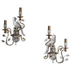 Coppia molto elegante di appliques au perroquet di Maison Baguès, Parigi