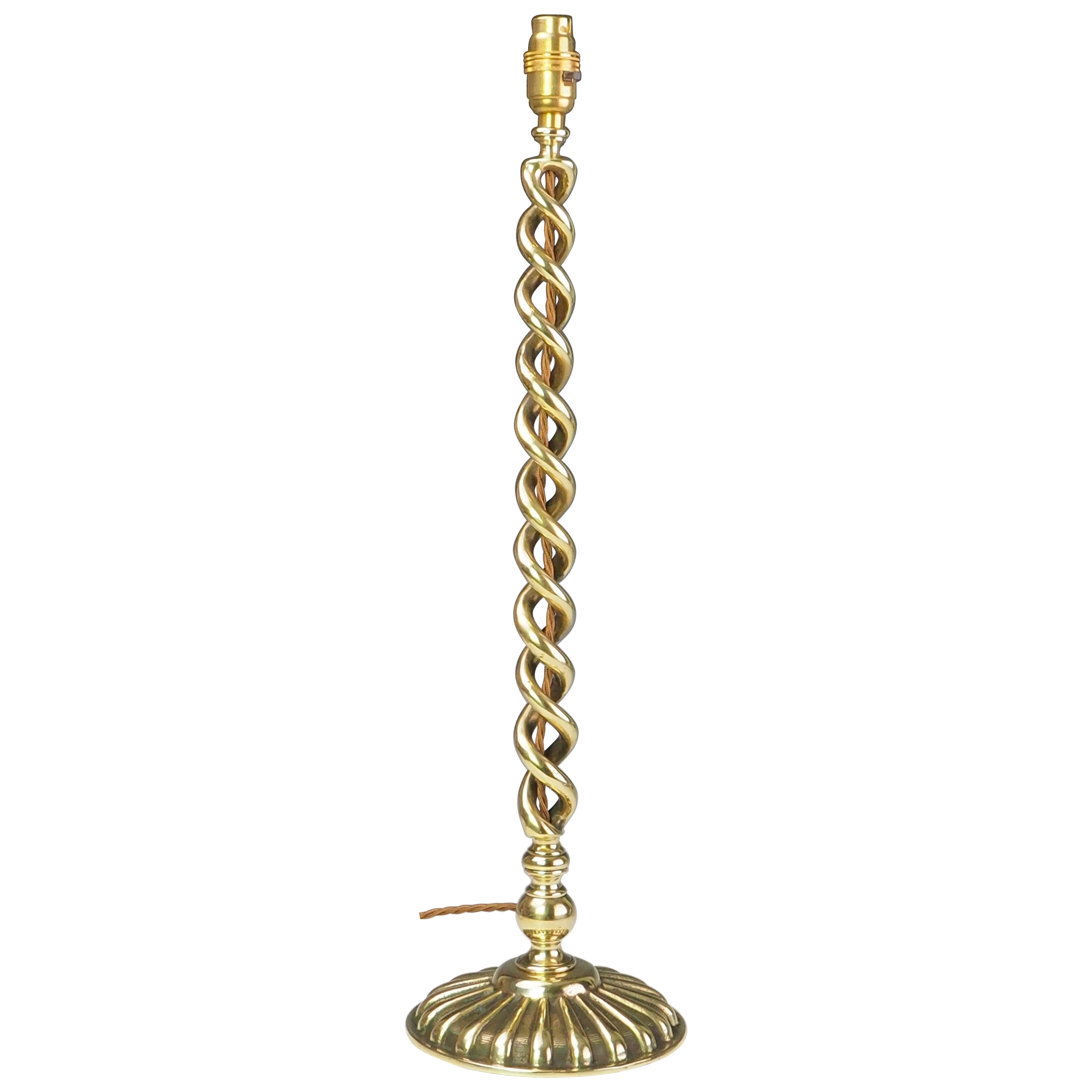 Antike Offene Twist-Tischlampe aus Messing