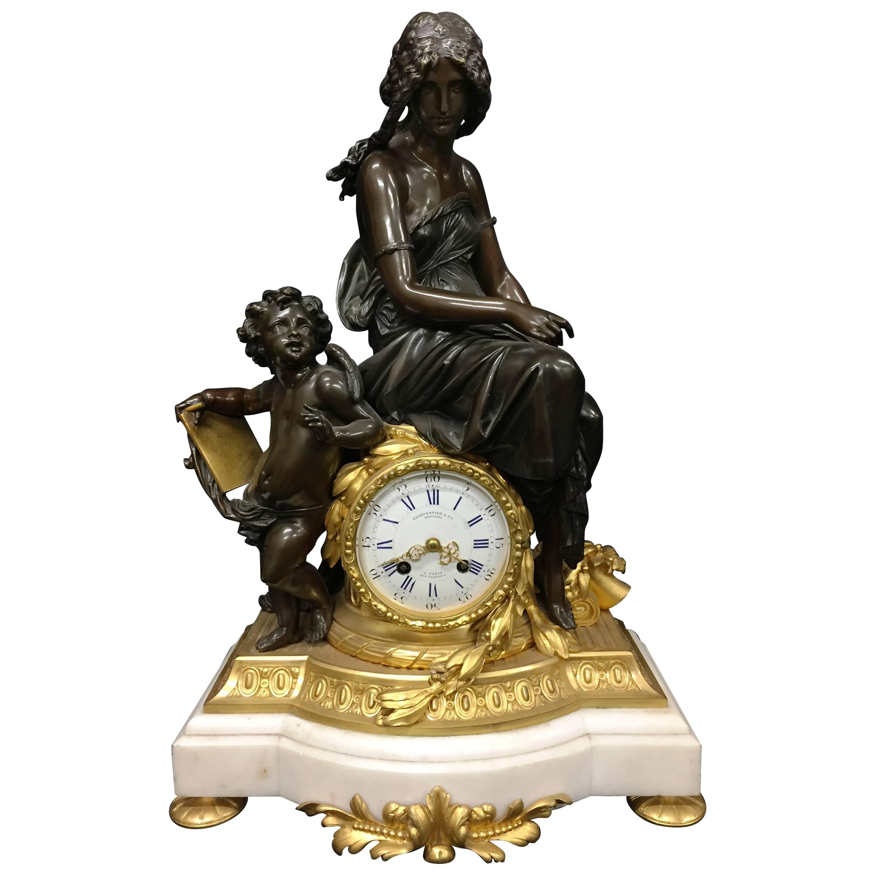 French Mantel Clock 19th Century, France, circa 1860 For Sale