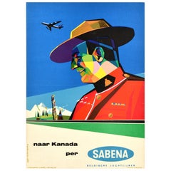 Cartel Publicitario Original Vintage Viajes Canadá Sabena Belgian Airlines Dutch