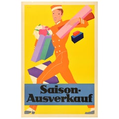 Original Antique Advertising Poster Saison Ausverkauf Kurt Bormel Shopping