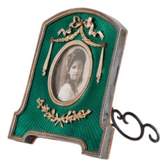 Fabergé Inspired Green Enamel and Silver-Gilt Picture Frame
