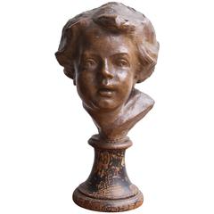 19th Century French School Terra Cotta "Young Childs Face" 3