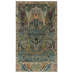 Rug & Kilim's Tapis de style persan en sarcelle avec motifs floraux polychromes