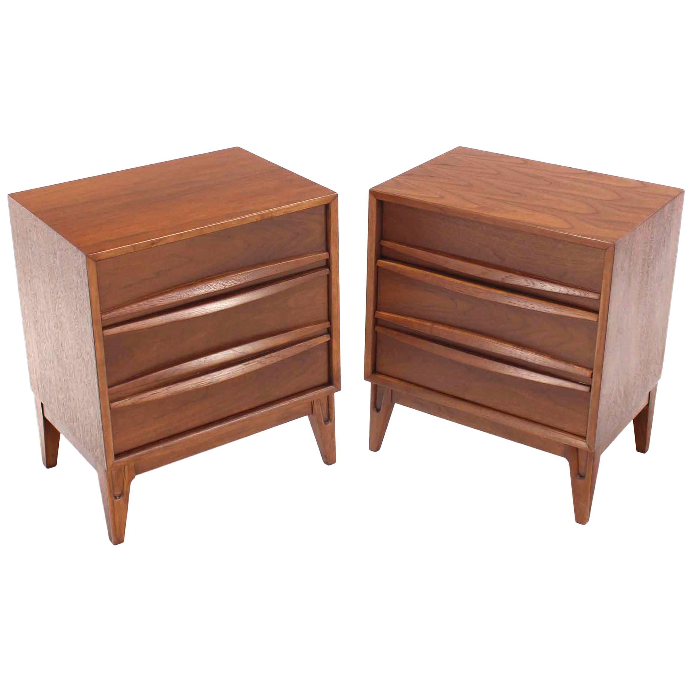 Pair of three drawers  Walnut Nightstands or End Tables Stands