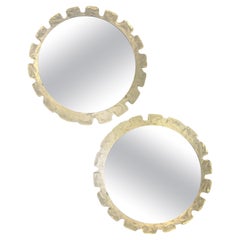 Pair of 1970s German Hillebrand Illuminated Iced Stepped Acrylic Wall Mirrors