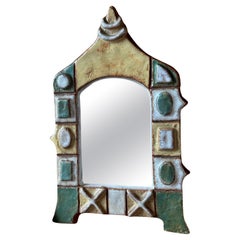 Ceramic mirror by les Argonautes, France 1960's