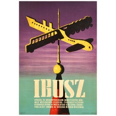 Original Vintage Cartel Publicitario de Viajes Agencia de Viajes Ibusz Hungría Veleta