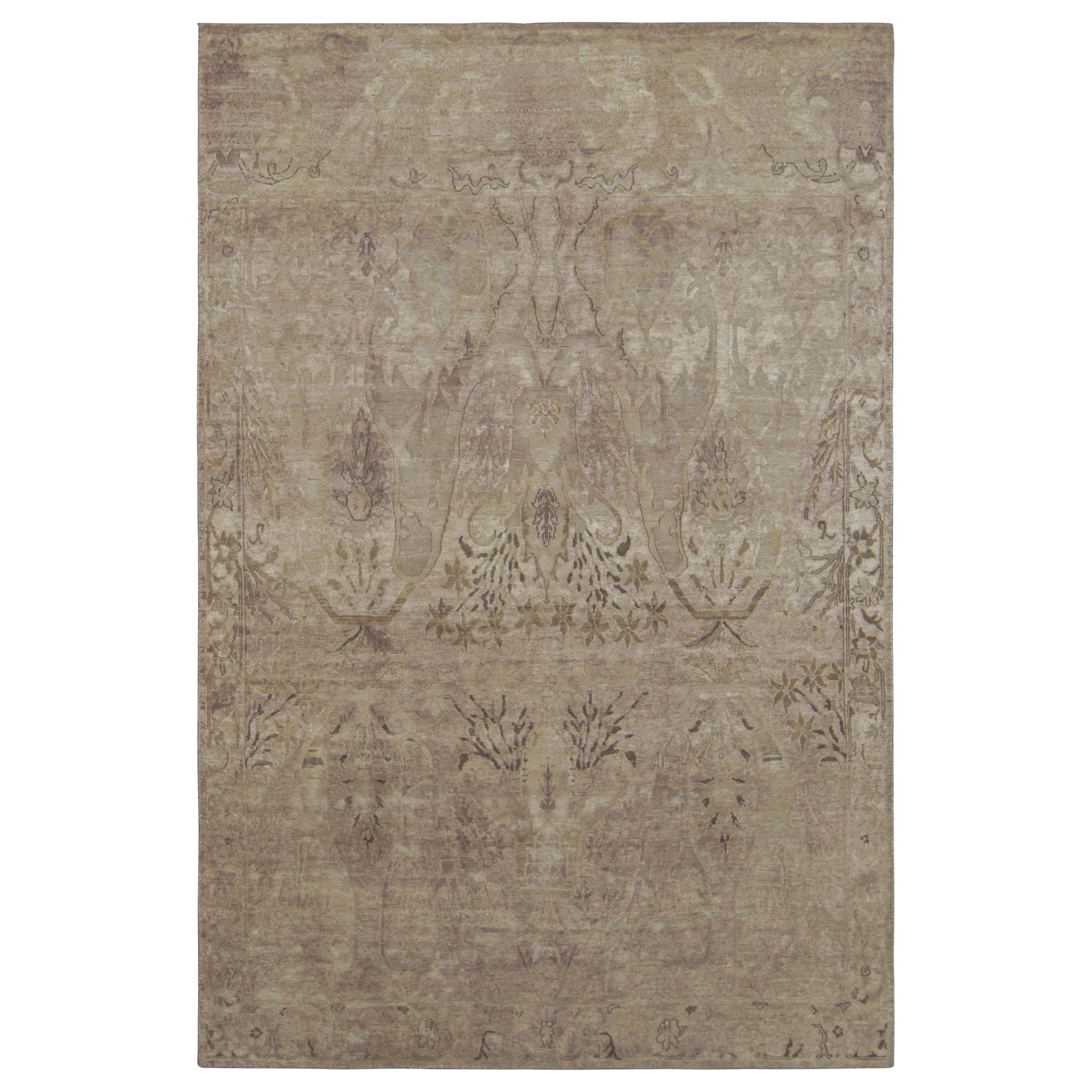 Tappeto in stile persiano Rug & Kilim in rosa crema e beige con motivi floreali