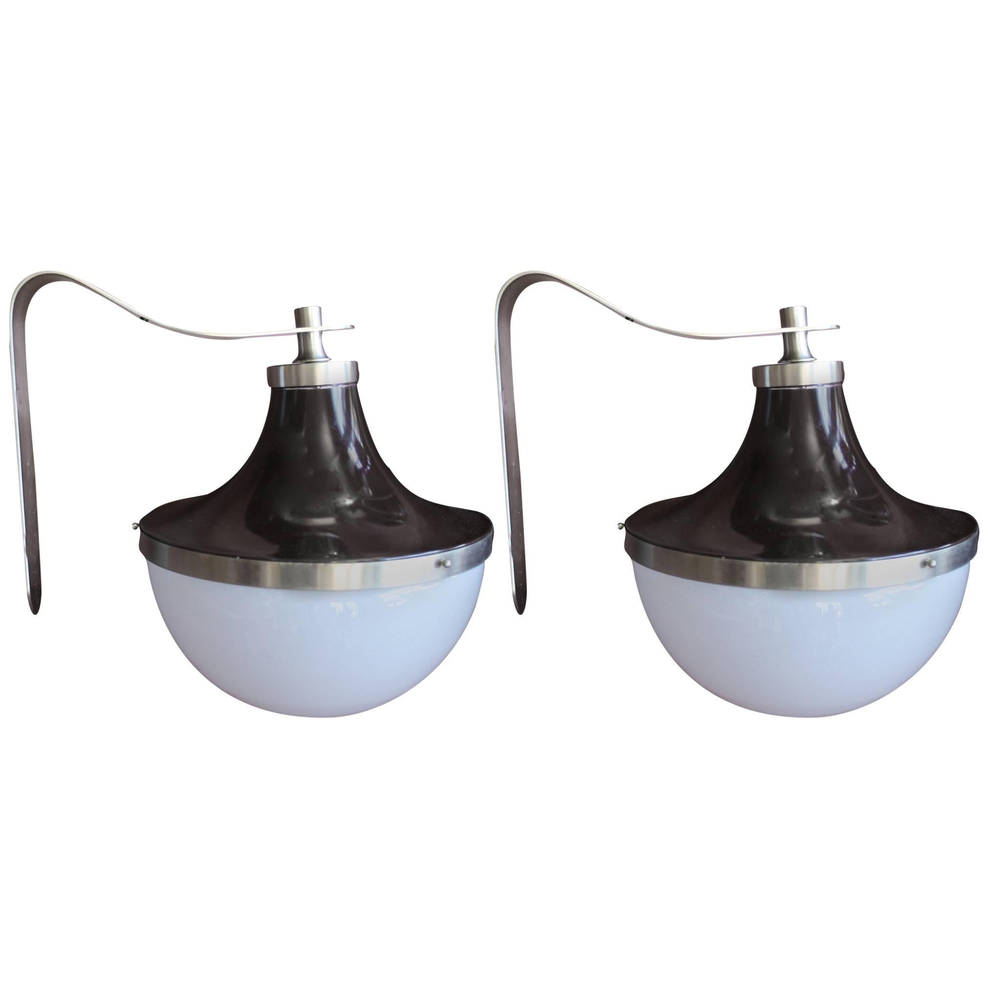 Pair of Sergio Mazza for Artemide Brown Enameled Wall Lights