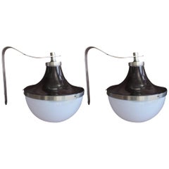 Used Pair of Sergio Mazza for Artemide Brown Enameled Wall Lights