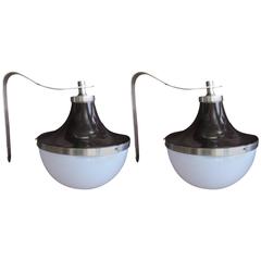 Pair of Sergio Mazza for Artemide Brown Enameled Wall Lights 1