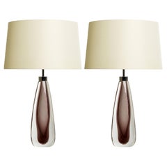 Lampade da tavolo in vetro di Murano Glass Sommerso soffiato a bocca in cristallo e ametista