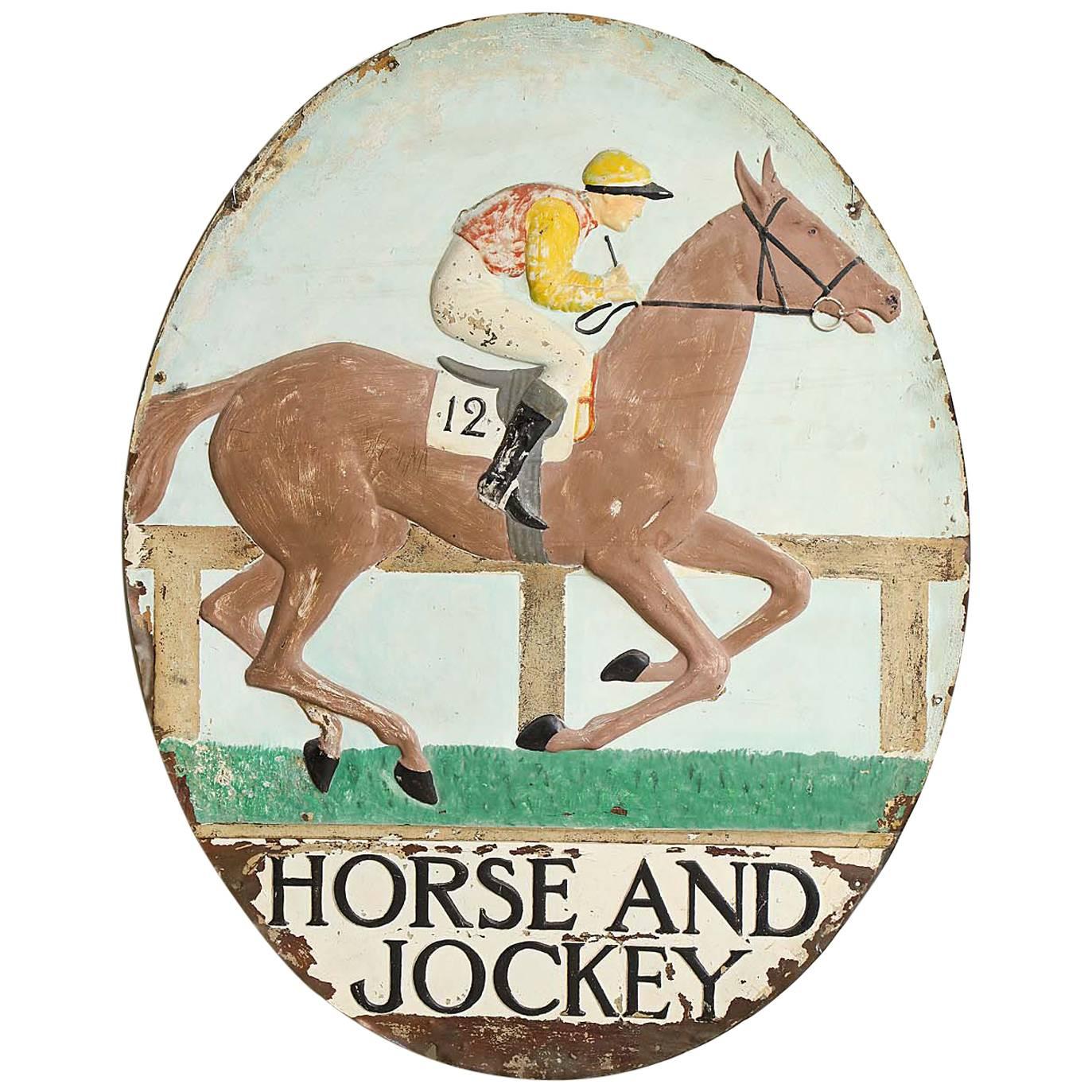 Painted Copper Pub Sign "Horse and Jockey"