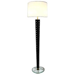 Mid-20th century Elegant Spiral Ellipse Floor Lamp of Wood and Brass. Italy