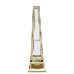 1980 Vintage Boho Obélisque en pierre tessellée Etagere