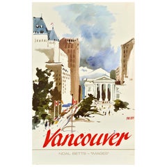 Original Vintage Travel Poster Vancouver British Columbia Canada Noal Betts