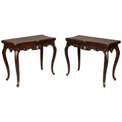Exhibition Quality Pair of Rosewood and Bronze Card Tables