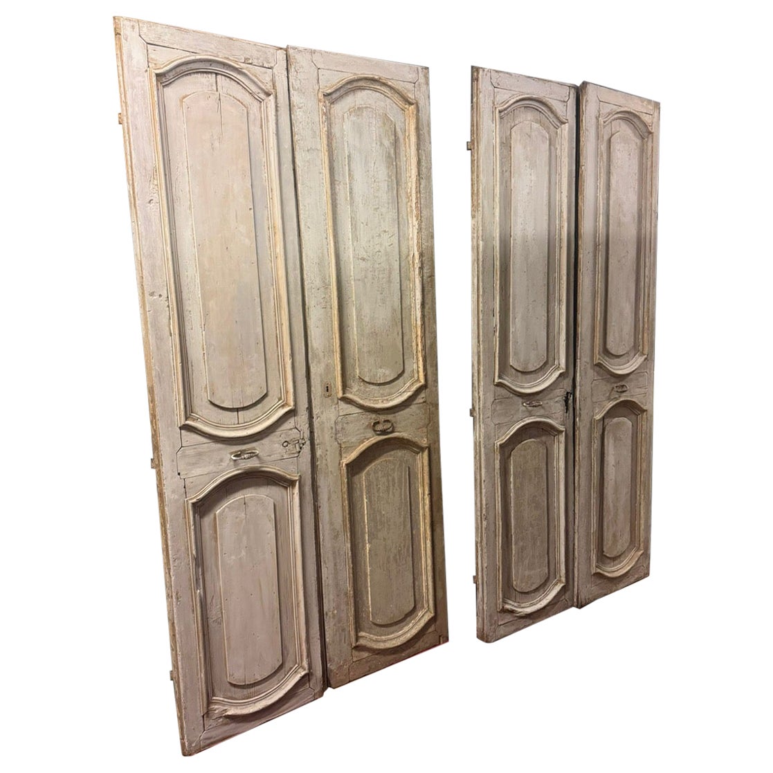 N.2 Double interior doors in lacquered wood, in first patina, Italy im Angebot