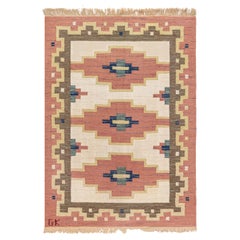 Doris Leslie Blau Vintage Swedish Flat Weave Rug Signed by 'Gk'