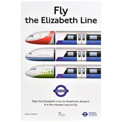 Original London Transport Travel Advertising Poster Fly The Elizabeth Line