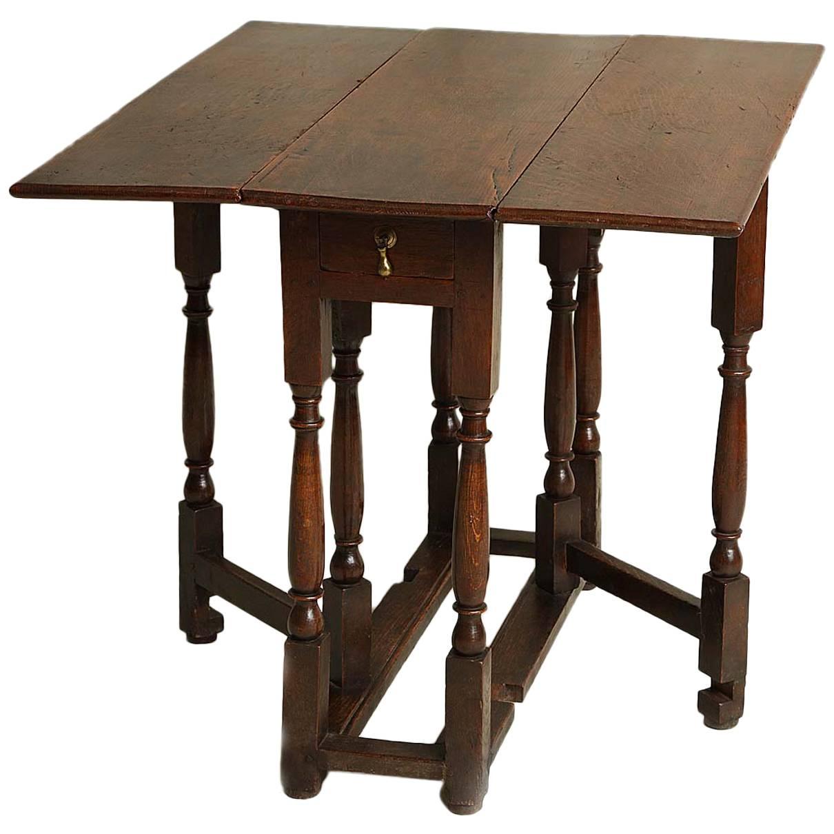 Unusual 18th Century Square Oak Gateleg Table