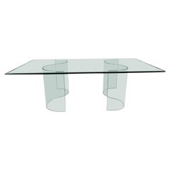Tablero Gran Mesa de Conferencia de Comedor con 2 Bases de Cristal Onduladas