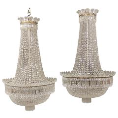 Exceptional Pair of Early 20th Century Baccarat Chandeliers