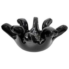 Unusual Gold and Silver Flecks Black Murano Glass Finger Shaped Centerpiece