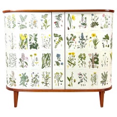 Cabinet suédois des années 1950 avec illustrations de Nordens Flora