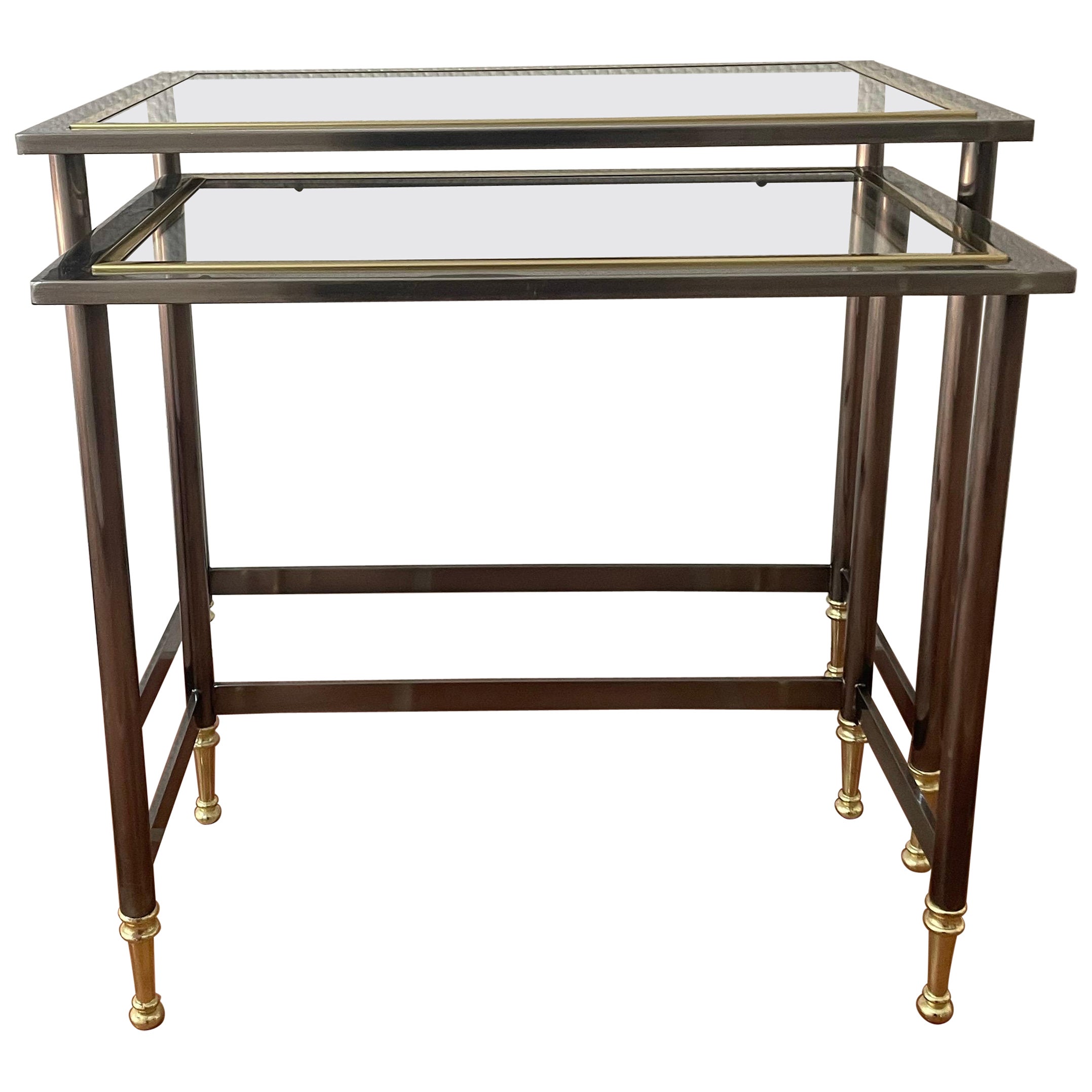 Design Institute nesting brushed chrome and brass tables